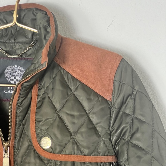EUC Vince Camuto Quilted Green Elbow Patch Jacket Size Small - Picture 12 of 16